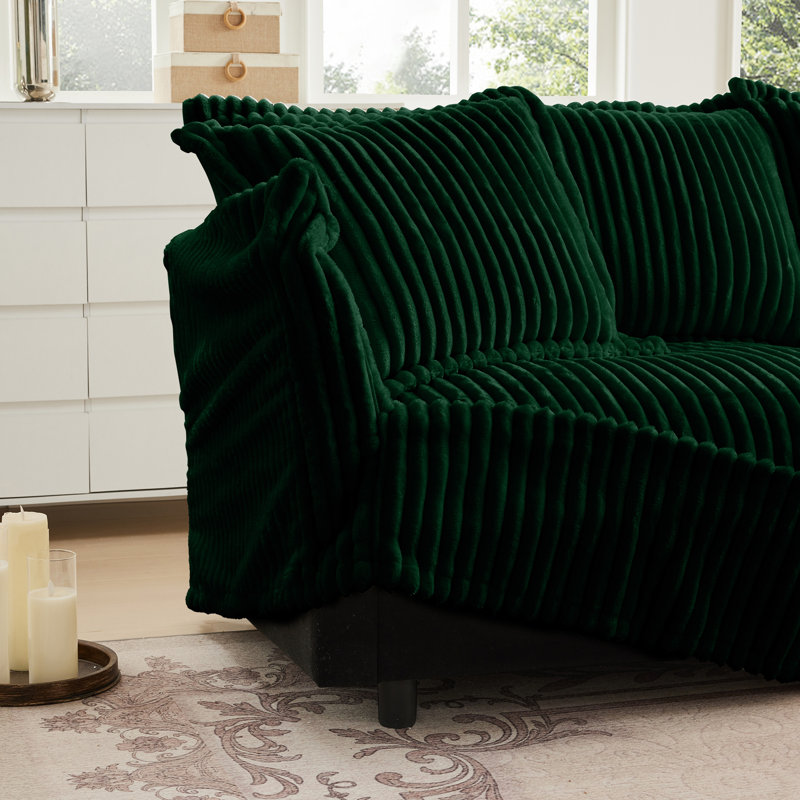 Canapé modulaire convertible polyvalent avec housses détachables et coussins moelleux, 34.6" H x 83.4" W x 55" D, Green