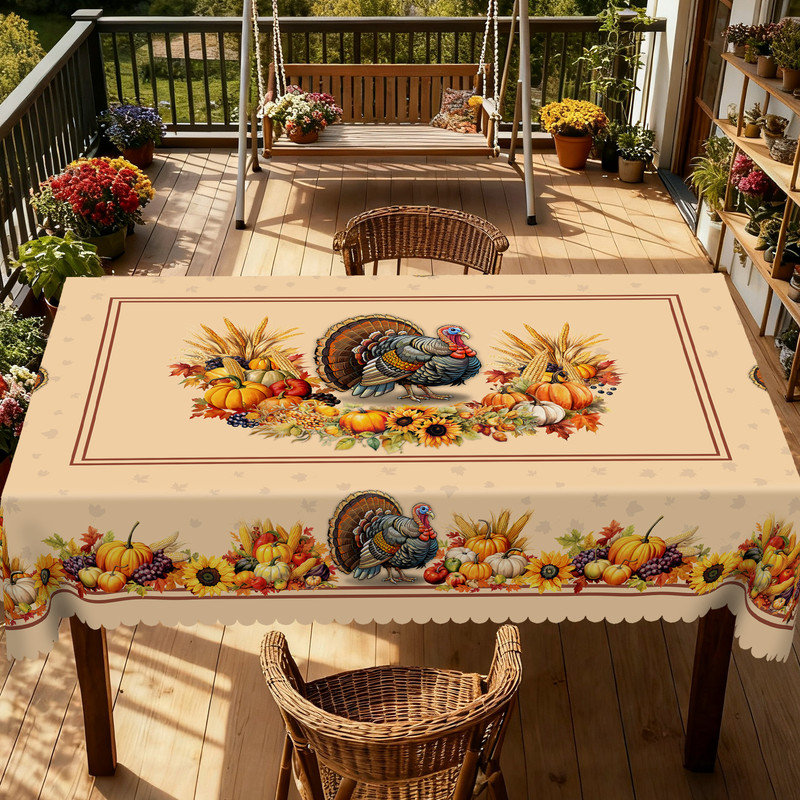 Nappe en polyester lavable à la machine avec un design rustique avec des motifs d'écureuil, L 70,8 po x l 55,12 po