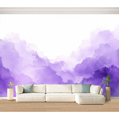 Wall Mural Peel and Stick Wallpaper Purple watercolor Self-Adhesive Removable Contact Paper Wall Decor for Living Room Bedroom 100"H x 144"W