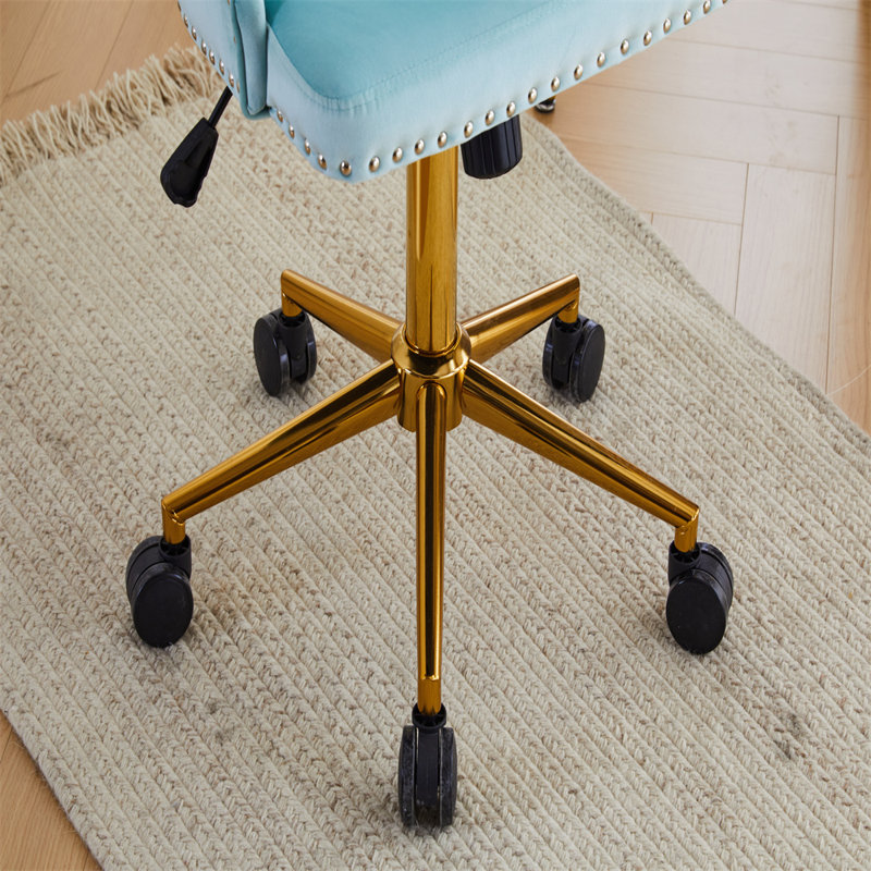 Matthias Task Chair Office Chairs Makeup chair, Gold, Light Blue