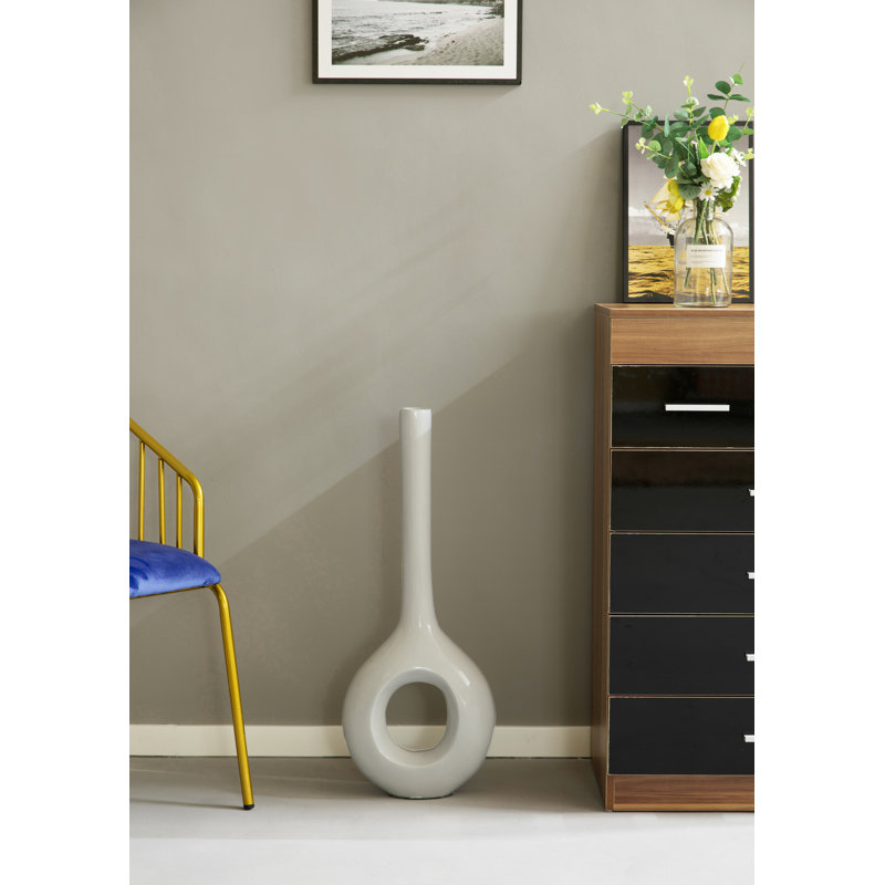 Vase de plancher en fibre de verre 28,5 po Mardig, Blanc