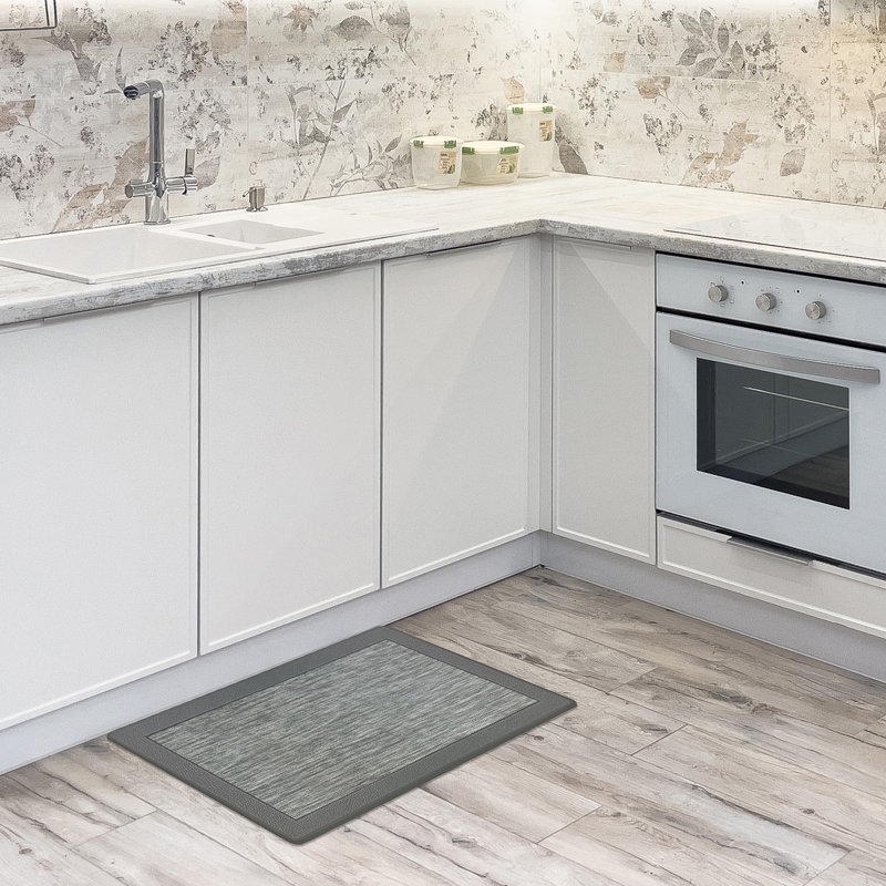 Arainna Synthetic Anti-Fatigue Non-Skid Kitchen Mat, Rectangle 1'6" x 2'6", Gray