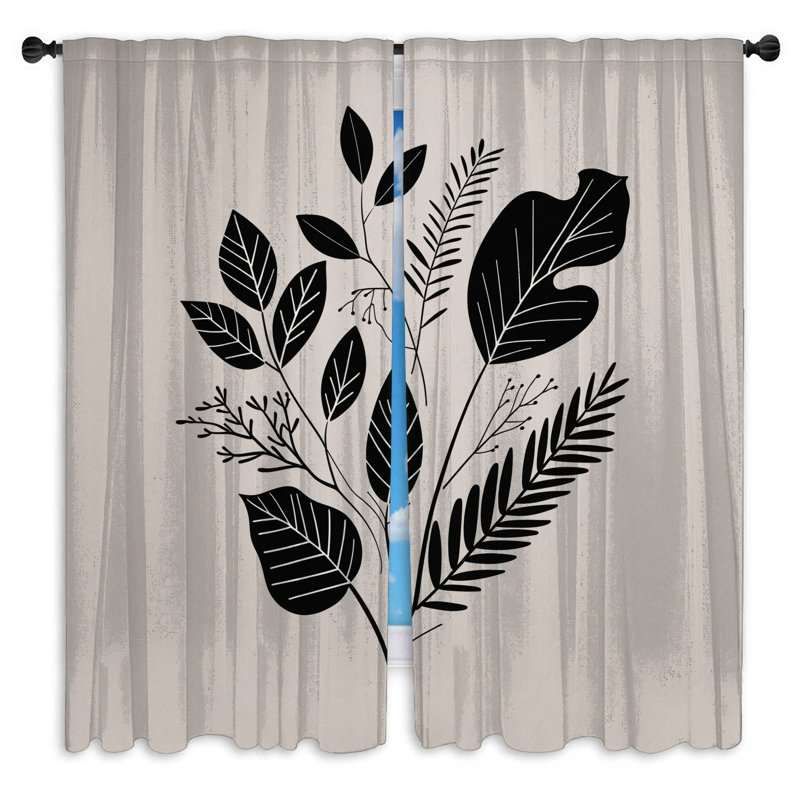 Feuille de rideaux de fenêtre à motif botanique transparent et obscurcissant - 2 panneaux, 40 po x 60 po - 2 panneaux