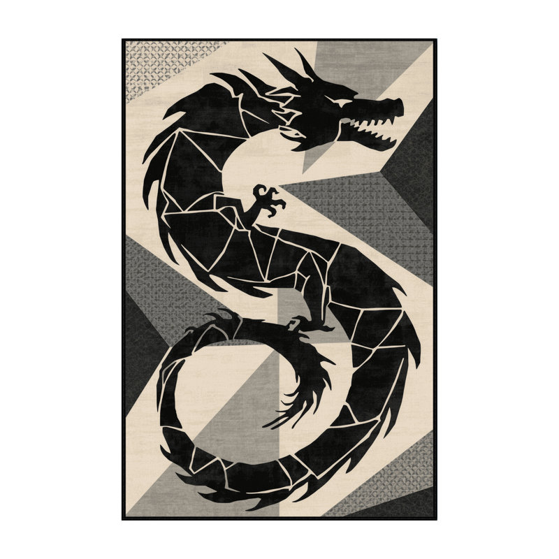 Tapis géométrique moderne et contemporain lavable à la machine brun et noir Elida Ryujin, 8x10