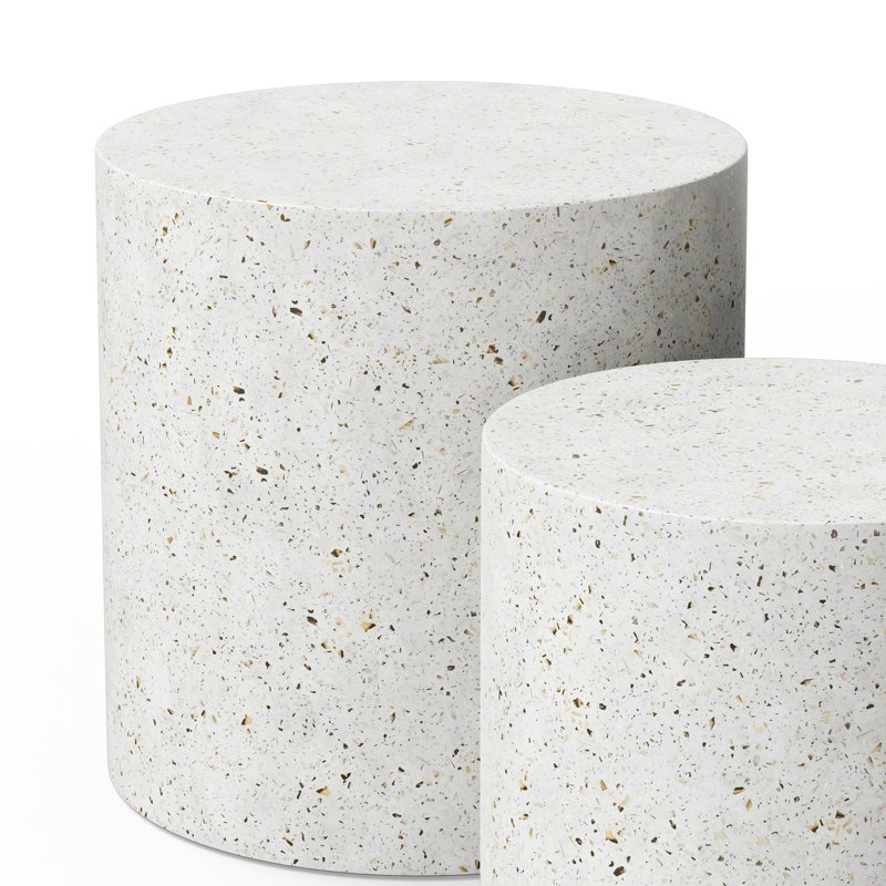 Mixx 2 Piece Nesting Tables, Ivory Terrazo