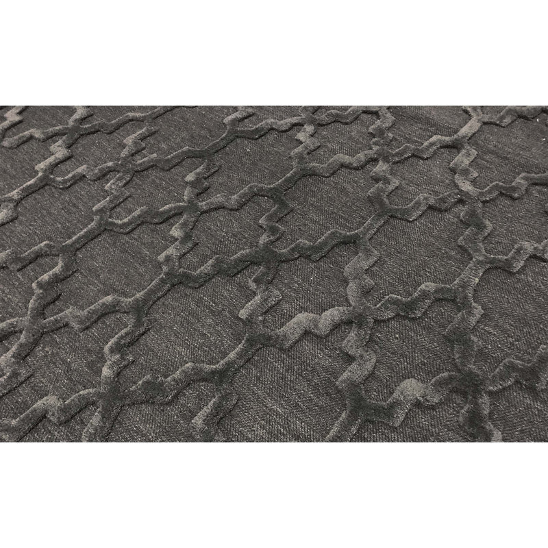 Wool Geometric Area Rug in Gray