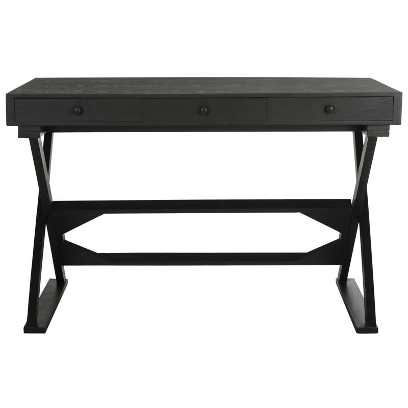Abisha Solid Wood Solid Wood Writing Desk, Weathered Black
