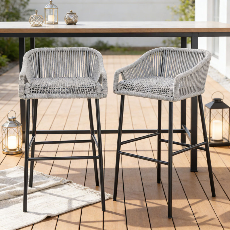 Tabouret de bar pour l'extérieur, Gris clair