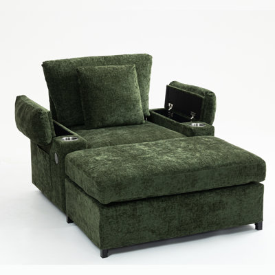 Accent Chair With , Chenille Fabric . Charging, Cupholders. . Super Comfy For Apartment, Bedroom Modern Fabric. Bed Cupholders, Charging. Bedroom, Living