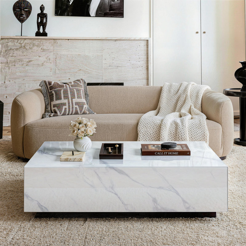 Table basse Klusek, Blanc / gris