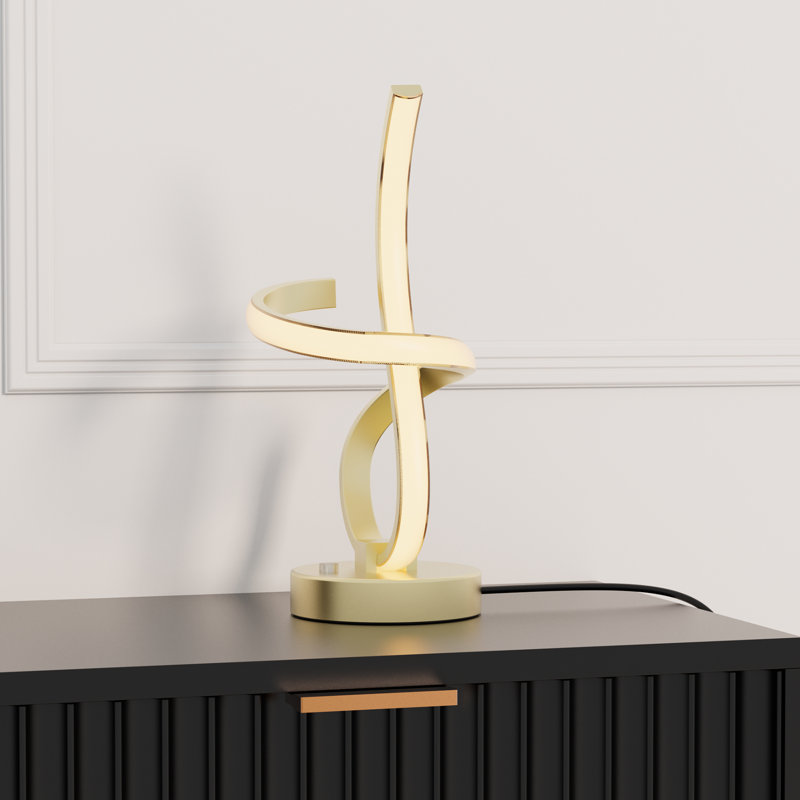 Golden Swirl 12W LED Table Lamp 16 in. - 3000K Warm Glow- Touch Dimming