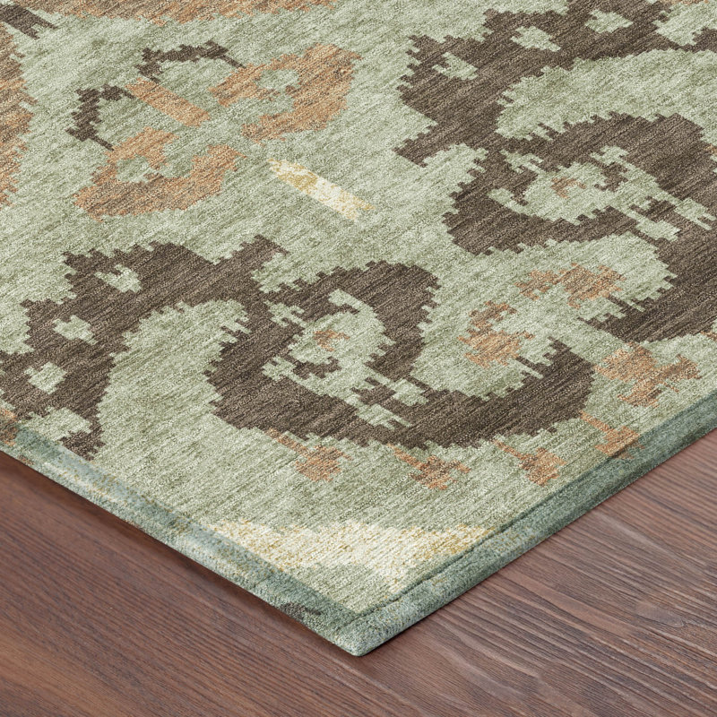 Tapis ikat intérieur / extérieur lavable à la machine Chantille ACN2614, Céleri, 9 pi x 12 pi