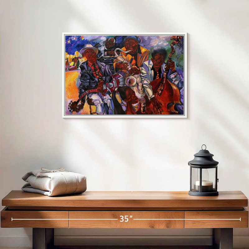 Jazz Band artistes, Cadre flottant blanc, 19 po x 13 po