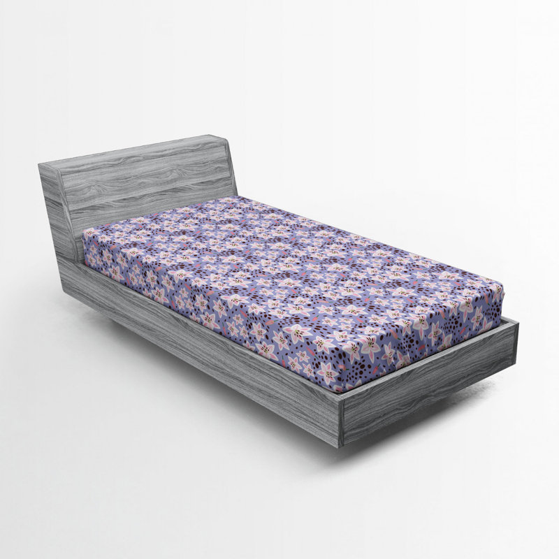 Microfiber Floral Fitted Sheet, Purple Floral, Twin XL Fitted Sheet
