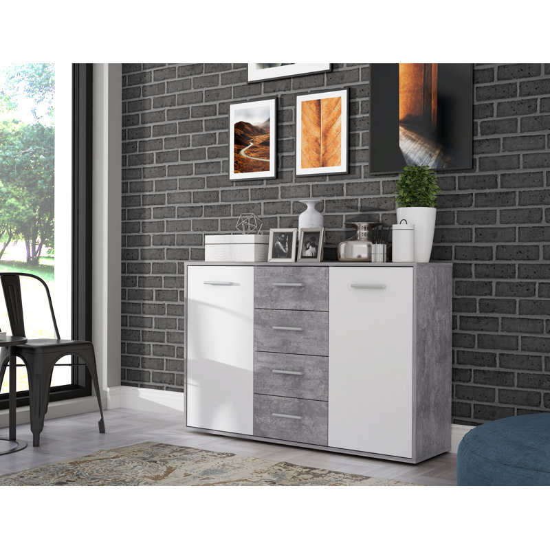 Ilbert 122.6cm Sideboard, White/Light Grey