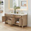 Lala 72" Double Bathroom Vanity with Grain White Engineered Stone Countertop without Mirror-600227563