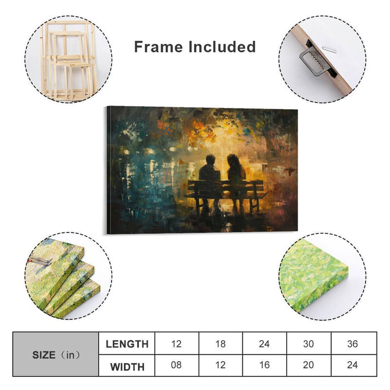 Art mural sur toile 8 "x 12" avec cadre en bois, prêt à être accroché, 08 × 12 pouces