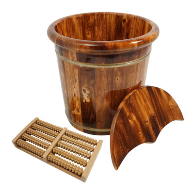 Footbath Bucket Footbath Barrel Wooden Footbath Bucket No Assembly With Massage Beads Plate