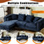 Canapé modulaire en chenille bleu, accoudoir carré, moderne, 3 places avec canapé de rangement en chenille, rangement,-1129782733