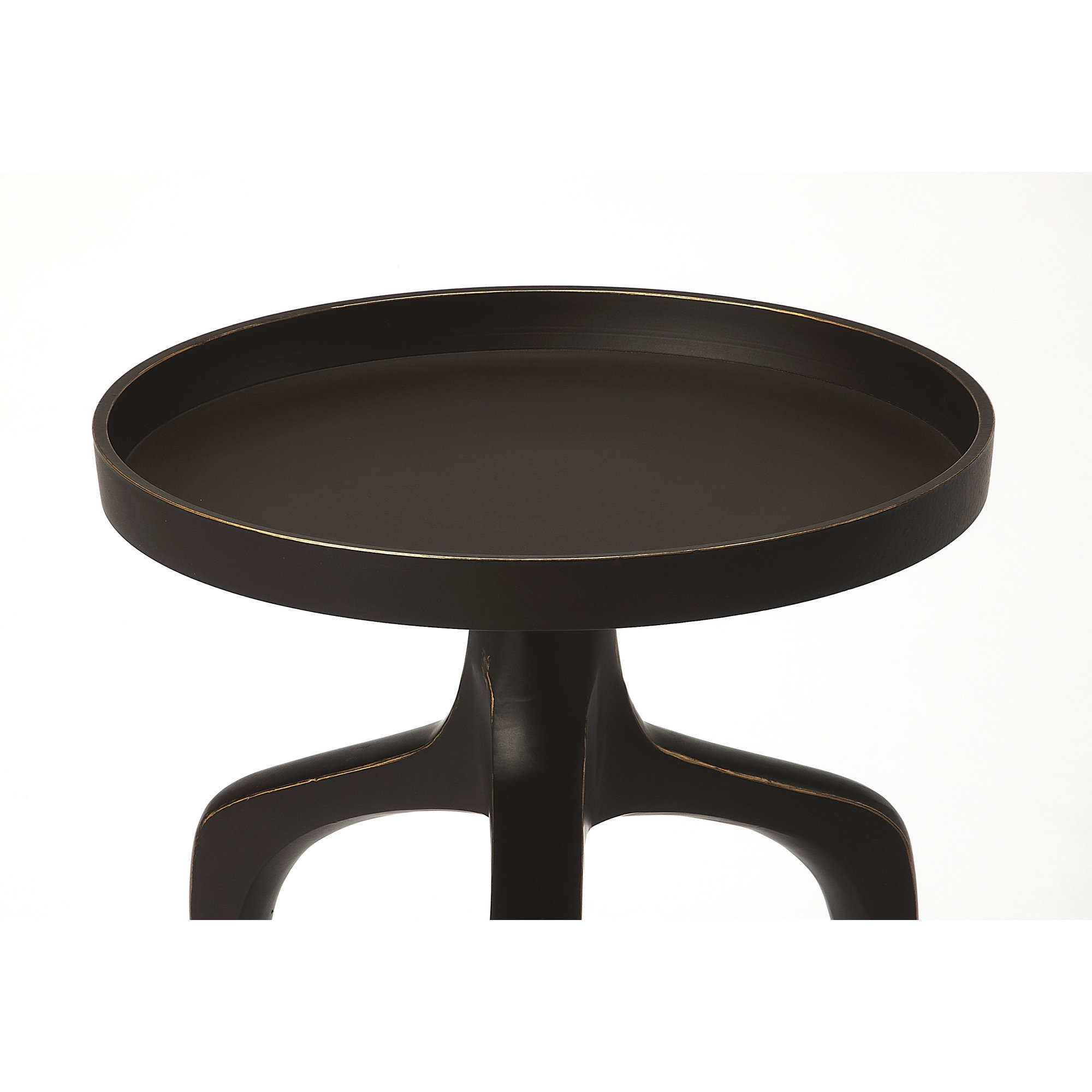 Evian Tray Top Pedestal Nesting End Tables, Black