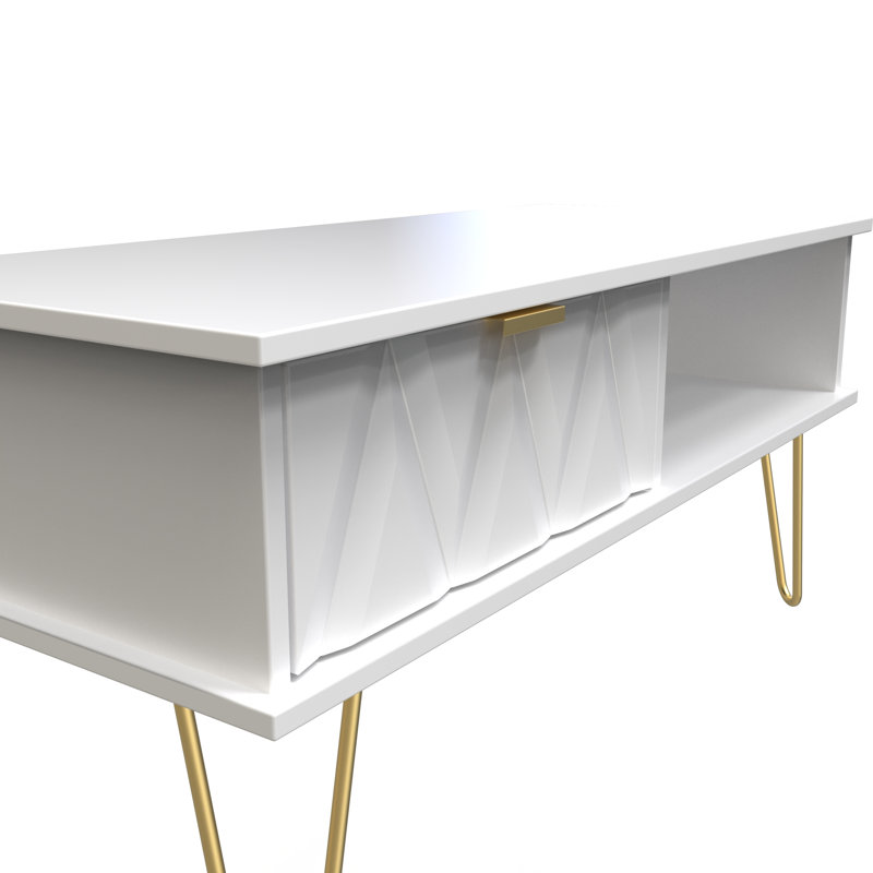 Diamond 1 Drawer Coffee Table, White