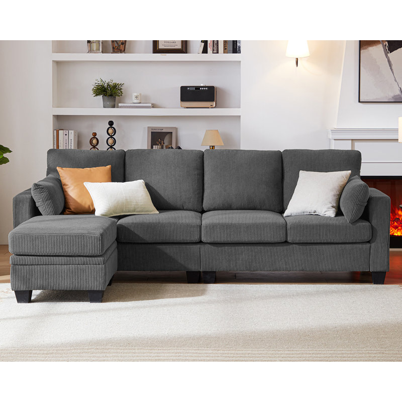 Canapé modulaire en Corduroy, Gris foncé