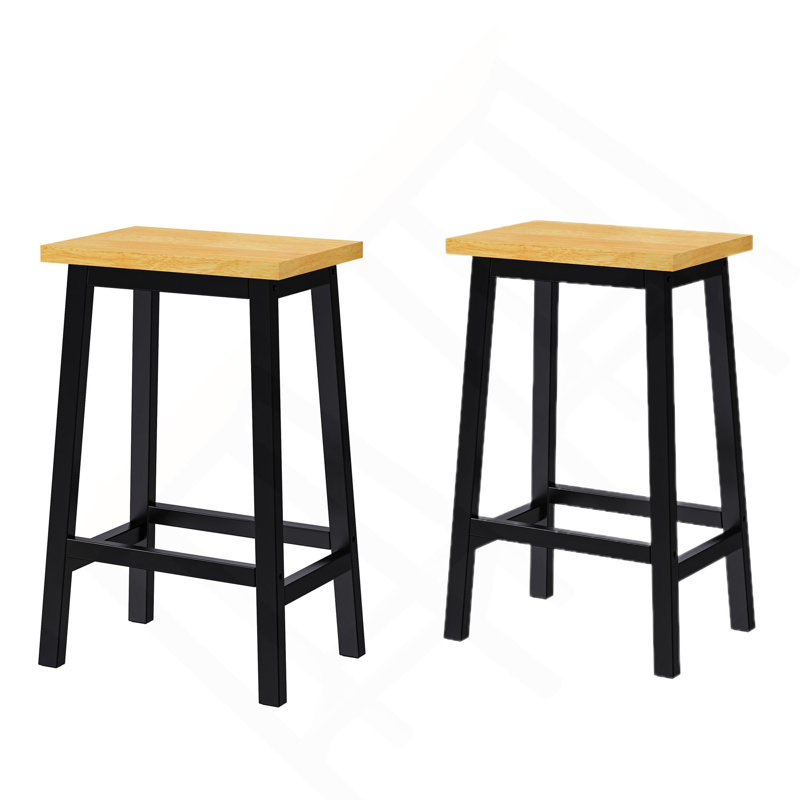 Tabourets de bar en bois massif (pas cher en fer), ensemble de 2 chaises de bar de 25,6 po de hauteur, tabourets de comptoir de cuisine avec repose-pieds, tabourets de ferme pour la salle à manger, cuisine, comptoir