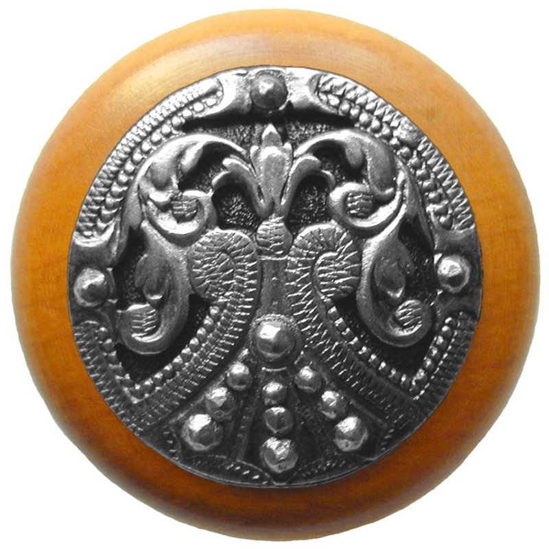 Olde World Mushroom Knob, Brillian Pewter / Maple Wood