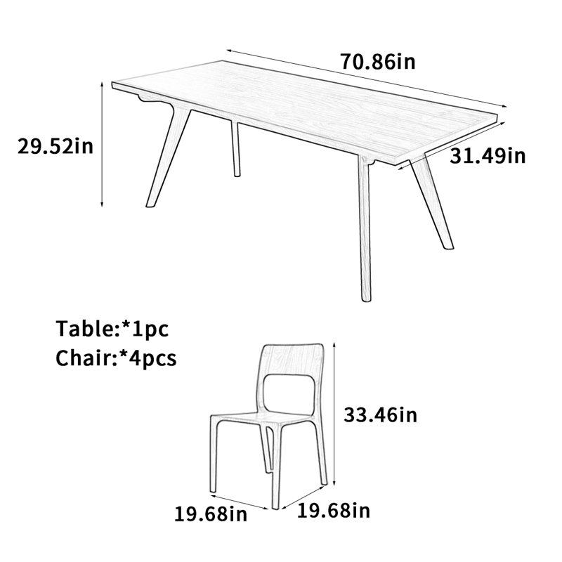 Black Walnut Rectangular Dining Table, 29.52" H x 78.74" L x 31.49" W