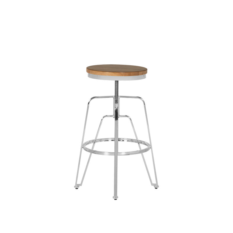 Lyalya Backless Swivel Stool With Adjustable Height, Argent argent