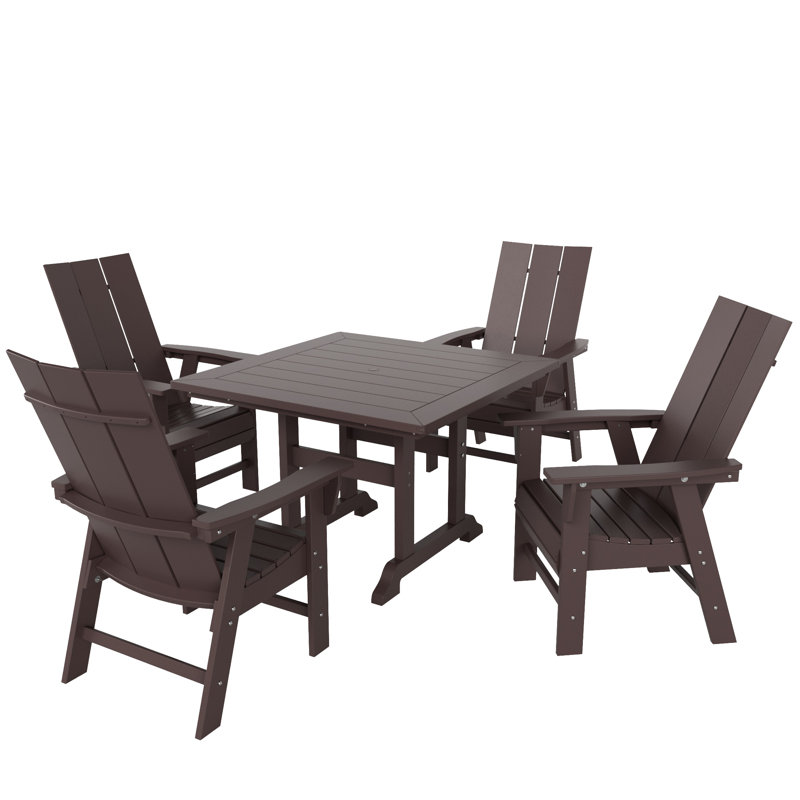 Joubert 4 - Person Patio Dining Set with Square Table, Dark Brown