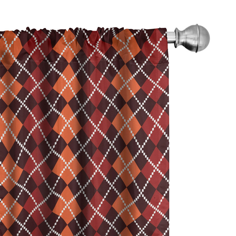 Argyle Semi-Sheer Rod Pocket Curtain Panels, 28" x 95"