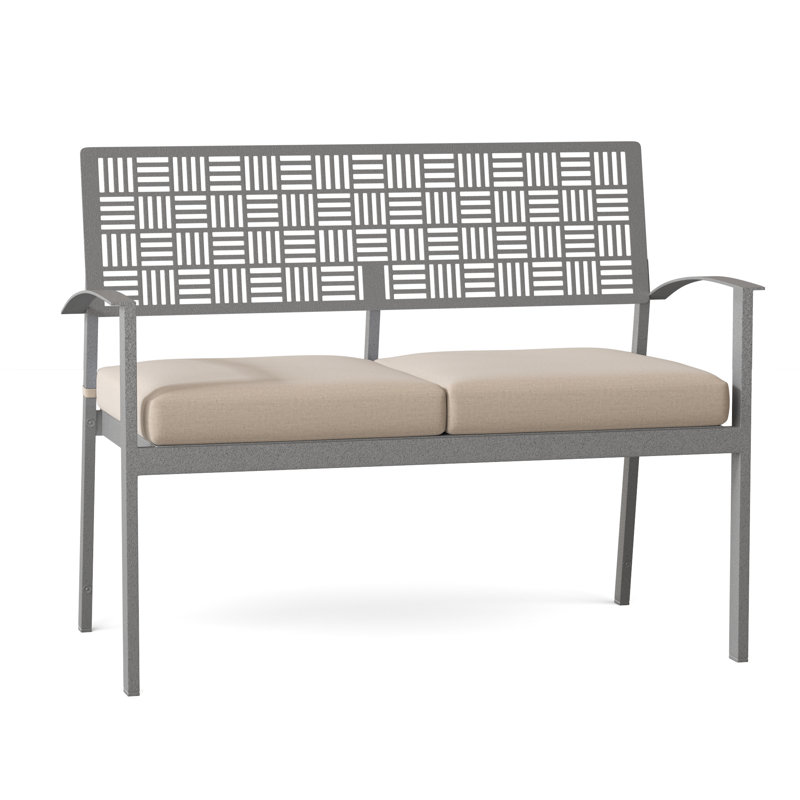New Century Outdoor Bench, Pewter, Canvas Bird's Eye Sunbrella® Canvas