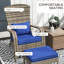 Chaise et fauteuil rembourré bleu foncé pour terrasse, cour, cour avant, jardin, patio et haut dossier avec grand siège