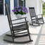 Chaise berçante transitionnelle noire classique - Tissu durable et finition en bois naturel pour les espaces extérieurs