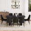 Ensemble de table de salle à manger spacieux en bois aggloméré noir et 8 chaises en polyuréthane, parfait pour un décor moderne et luxueux