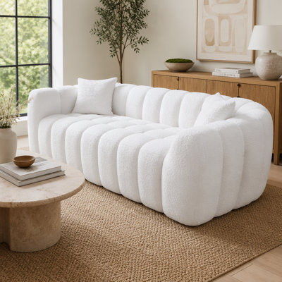 Canapé compressé Marshmallow Cloud, 4 places de 261 cm (102,7 pouces) avec 2 coussins, en bouclette, pour salon et appartement
