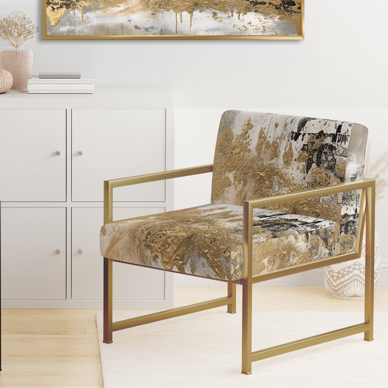 Modern Golden Abstract - Chaise d'appoint rembourrée, Doré
