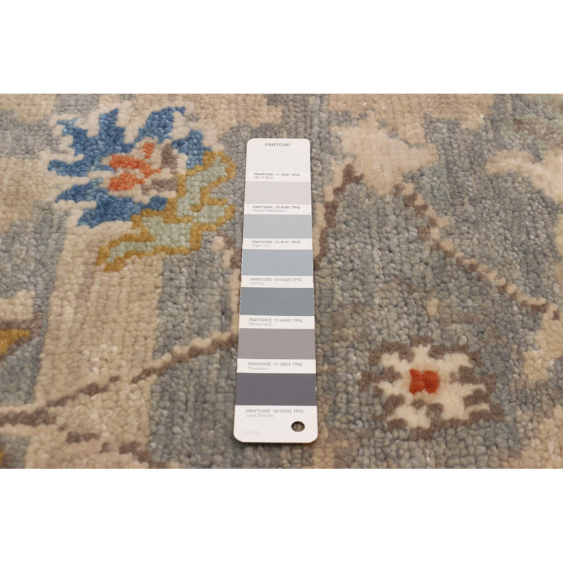 Tapis moderne en laine noué à la main gris Oushak 8 pi 2 po x 10 pi 2 po