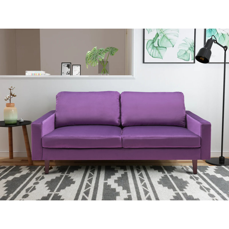 Square Arm Loveseat, Violet Velvet, 35" H x 71" W x 33" D