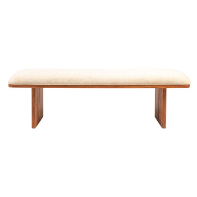 Canal Crushed Velvet and Acacia Wood Bench