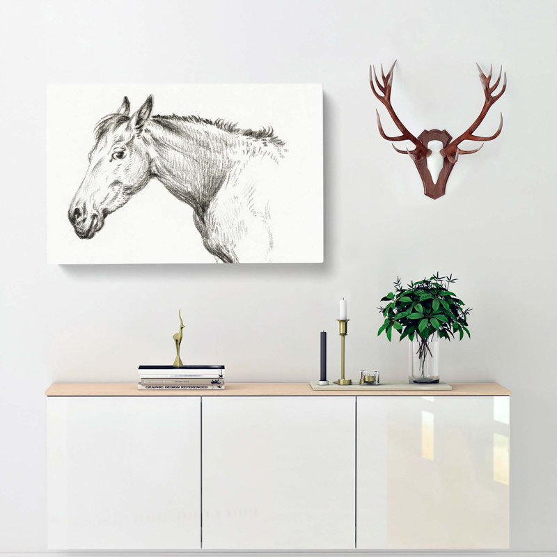 The Head Of A Horse by Jean Bernard - Wrapped Canvas Print, 35cm H x 50cm W x 3cm D