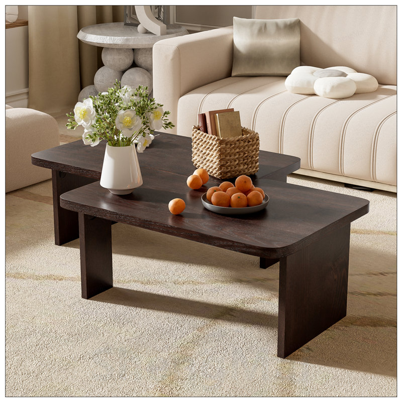 Ensemble de tables basses modernes U-Can, Espresso