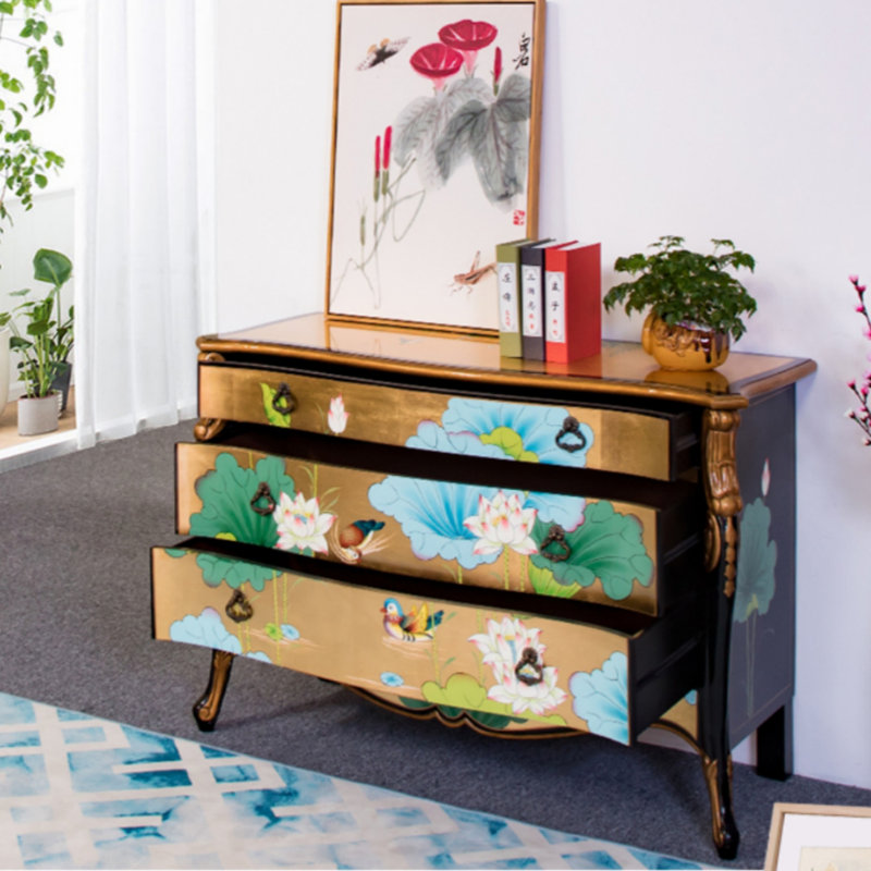 Commode décorative à trois compartiments pour chambre à coucher
