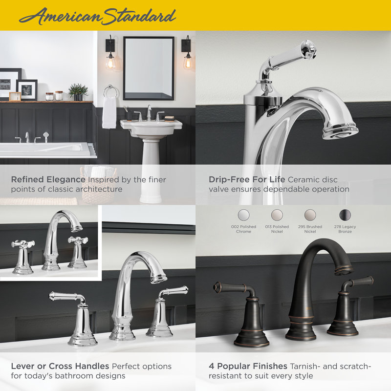 Delancey 2-handle Bathroom Faucet with Drain Assembly, Brushed Nickel, Without Hot/Cold Indicator