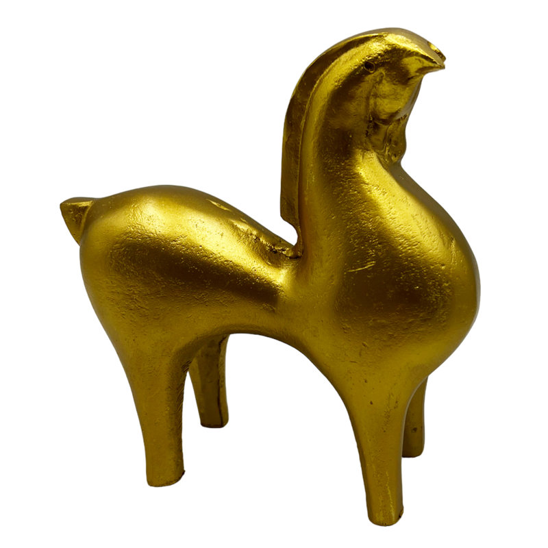 Sculpture de cheval en aluminium faite à la main khansaa, Or