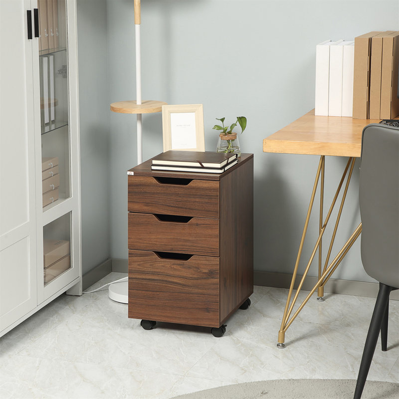 Hilliary 15.75'' Wide 3 -Drawer Mobile File Cabinet, Brown