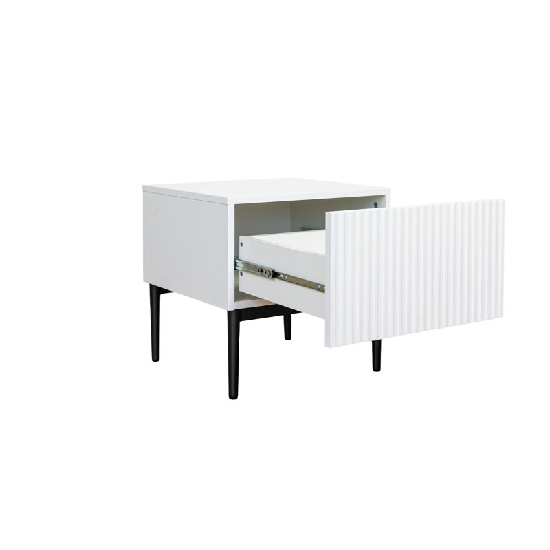 Alantra 46cm W Manufactured Wood Bedside Table, White/Black