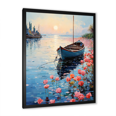 «Port Docked Memories Pointillism I» - Impression sur toile nautique et de plage