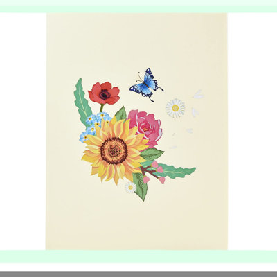 Mixed Flower Basket Pop-Up Card for All Occasions